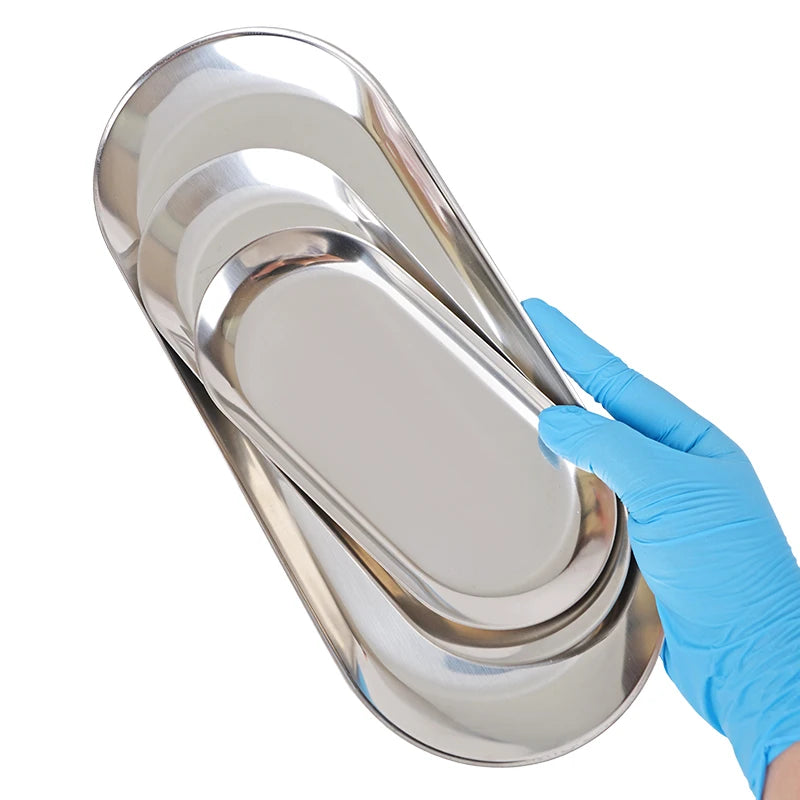 Stainless Steel Sterilized Tray Dental Medical Tools Storage Trays Disinfection Plate Surgical Cosmetic Tattoo Accesory