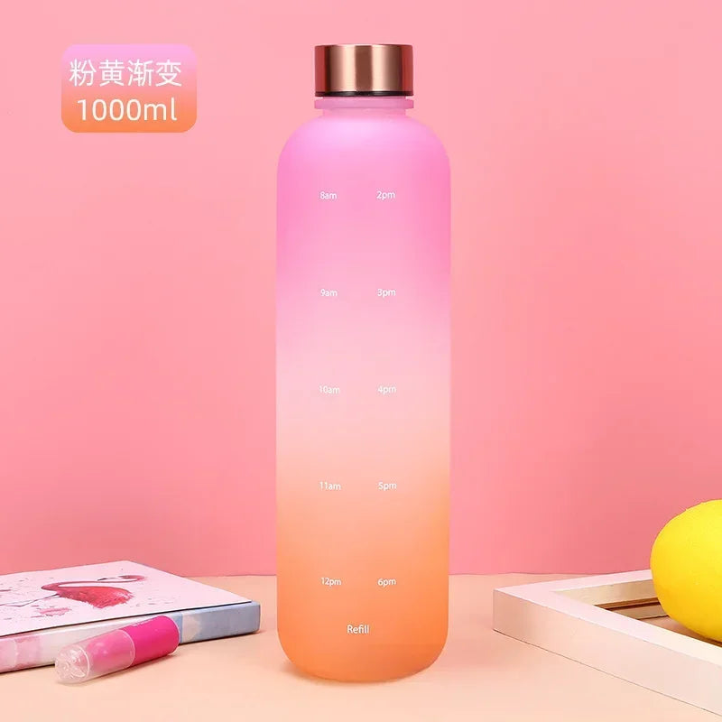 1L Water Bottle with Time Marker - BPA Free Leakproof