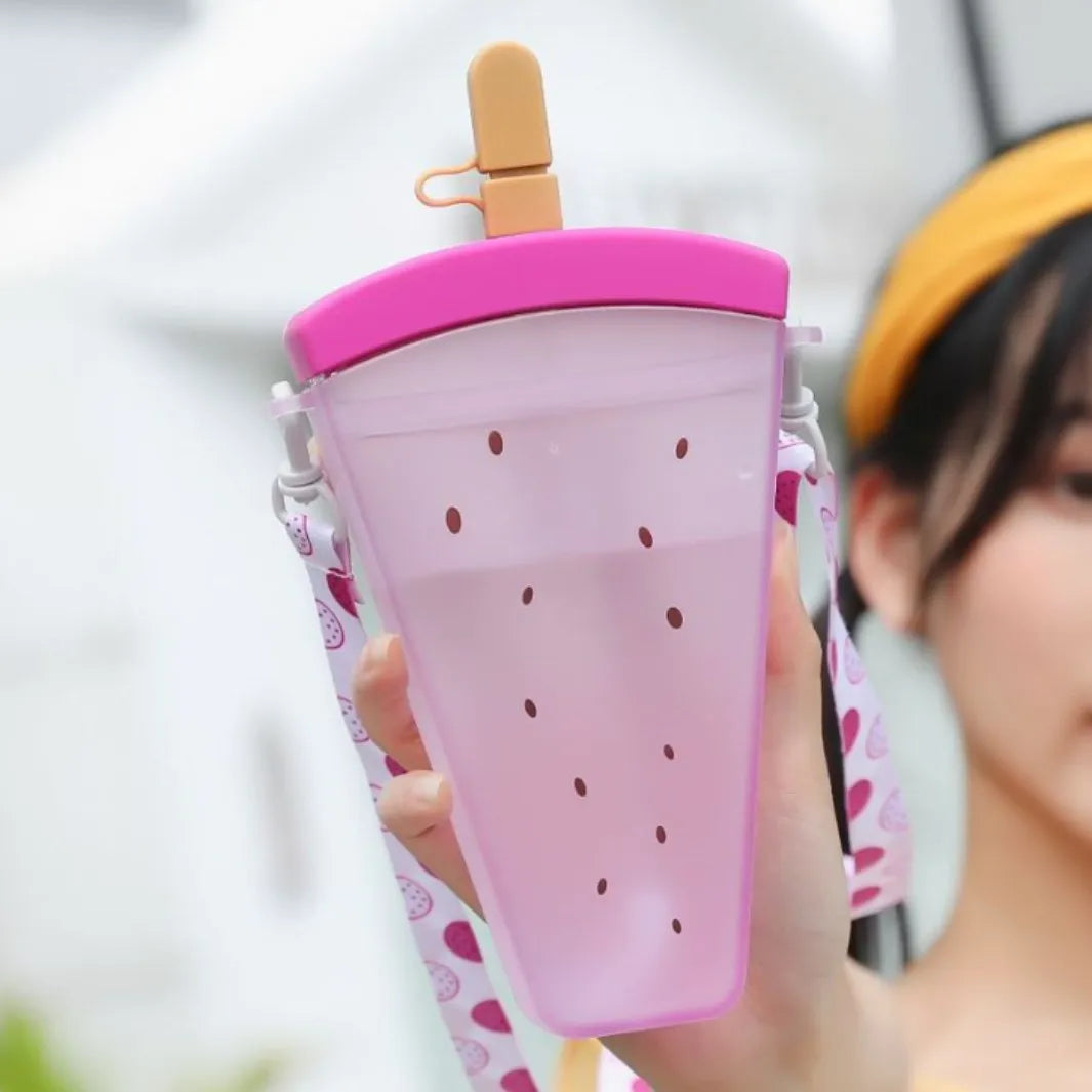 ZhonestlyK Watermelon Water Bottle - 320ml Straw
