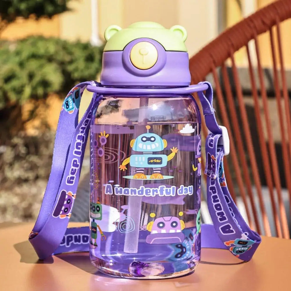 Cute Kids Water Bottle with Straw Free BPA Leakproof Outdoor Portable Children's Cups School Water Bottle for Children