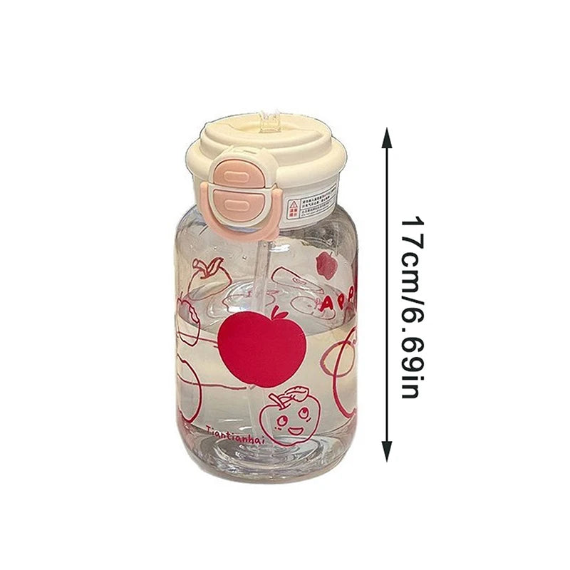 500ml Cute Water Bottles with Straw Portable Plastic Pop-Up Cover Water Cup for Kid Kawaii Bottle Water Leak-Proof Drinking Cup
