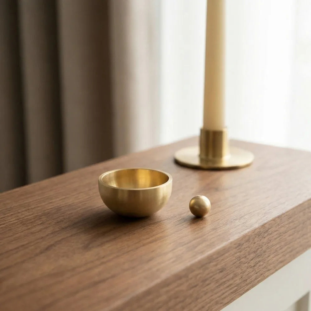Handmade Brass Mini Singing Bowl Sanskrit Portable Brass Singing Bowl Copper Striker Ball Buddha Instrument