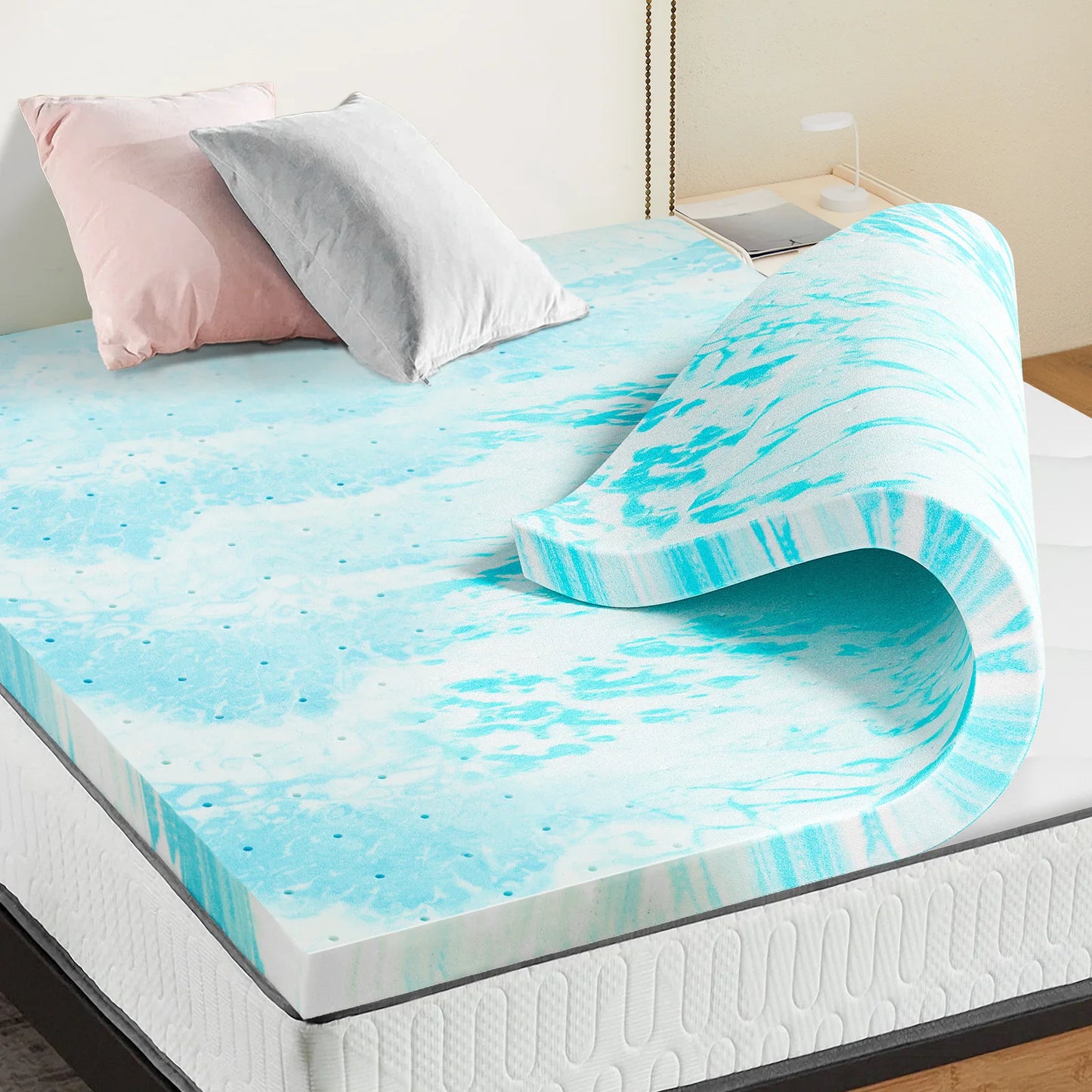 JHK 2-3 Inch Gel Memory Foam Mattress Topper Full Size Cooling Mattress Soft and Breathable Bed Topper School Bedroom Furniture annizon.com