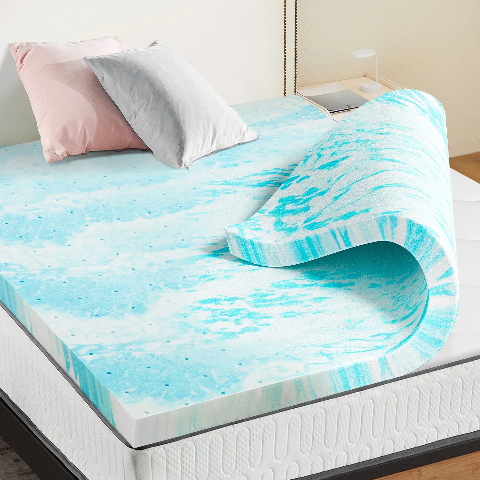 JHK 2-3 Inch Gel Memory Foam Mattress Topper Full Size Cooling Mattress Soft and Breathable Bed Topper School Bedroom Furniture annizon.com