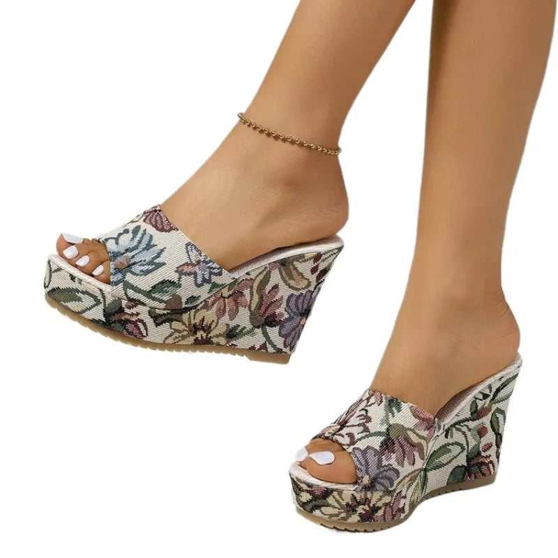 Sandals Womens Sale Women Sandals Fashionable New Pattern Minimalist Flower Print Fashionable Wedge