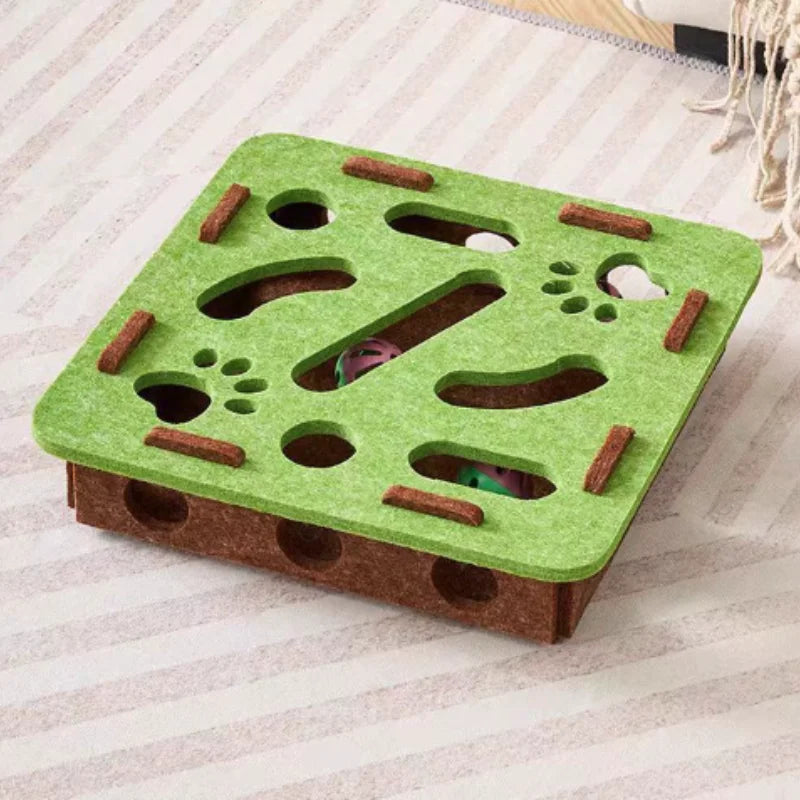 Pet Cat Puzzle Maze Holes Toys Felt Box With Bell Ball Kitten Playing Toys Interactive Funny  Cat Supplies annizon.com