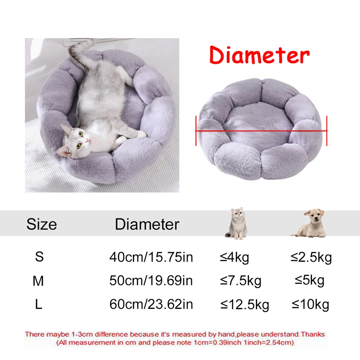 40-90cm 6 Sizes Round Pet Bed for Large Dog Bed Super Soft Cat Bed Plush Dog House for Medium Dog House Winter Warm Sleeping annizon.com