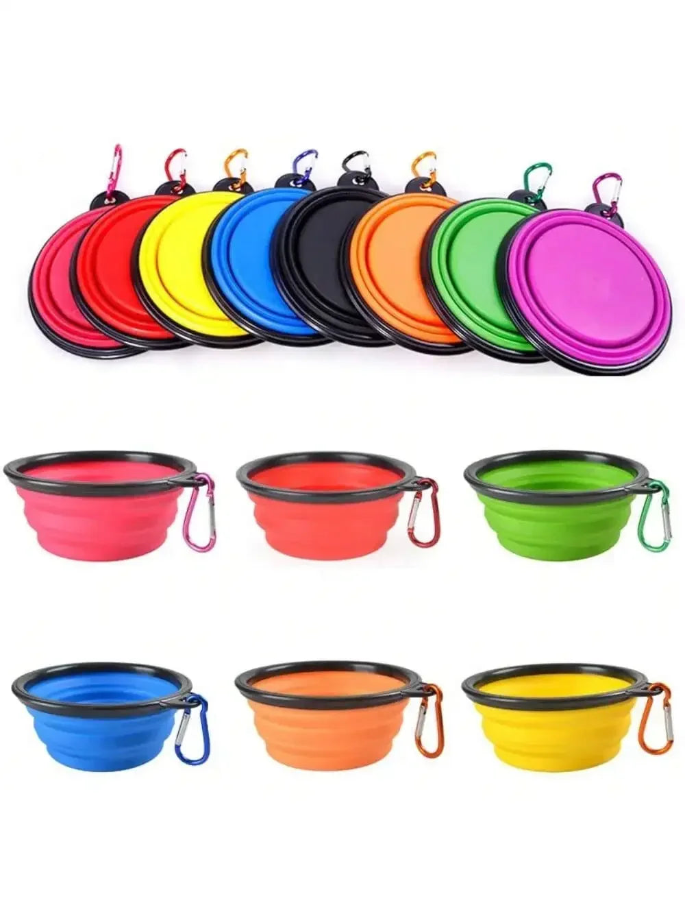 2026 Folding Portable Silicone Dog Feeder Bowl 2 In 1 Pet Dispenser Outdoor Travel Dog Cat With Carabiner Bottle Food Water Container annizon.com