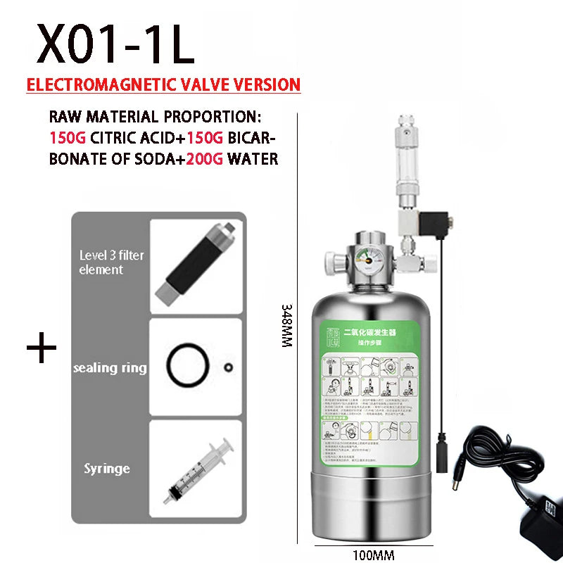 Aquarium DIY CO2 Generator system Kit Stainless Steel CO2 Cylinder Generator System Carbon Dioxide Reactor Kit For Plant Fish