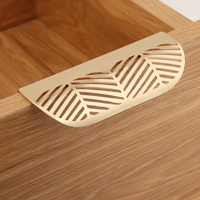 New Leaf-shaped Modern Furniture Drawer Brass Handles Furniture Wardrobe Drawer Knob Brass Door Handles Wholesale annizon.com