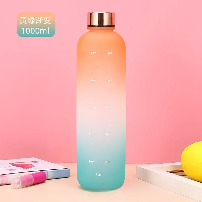 1L Water Bottle with Time Marker - BPA Free Leakproof