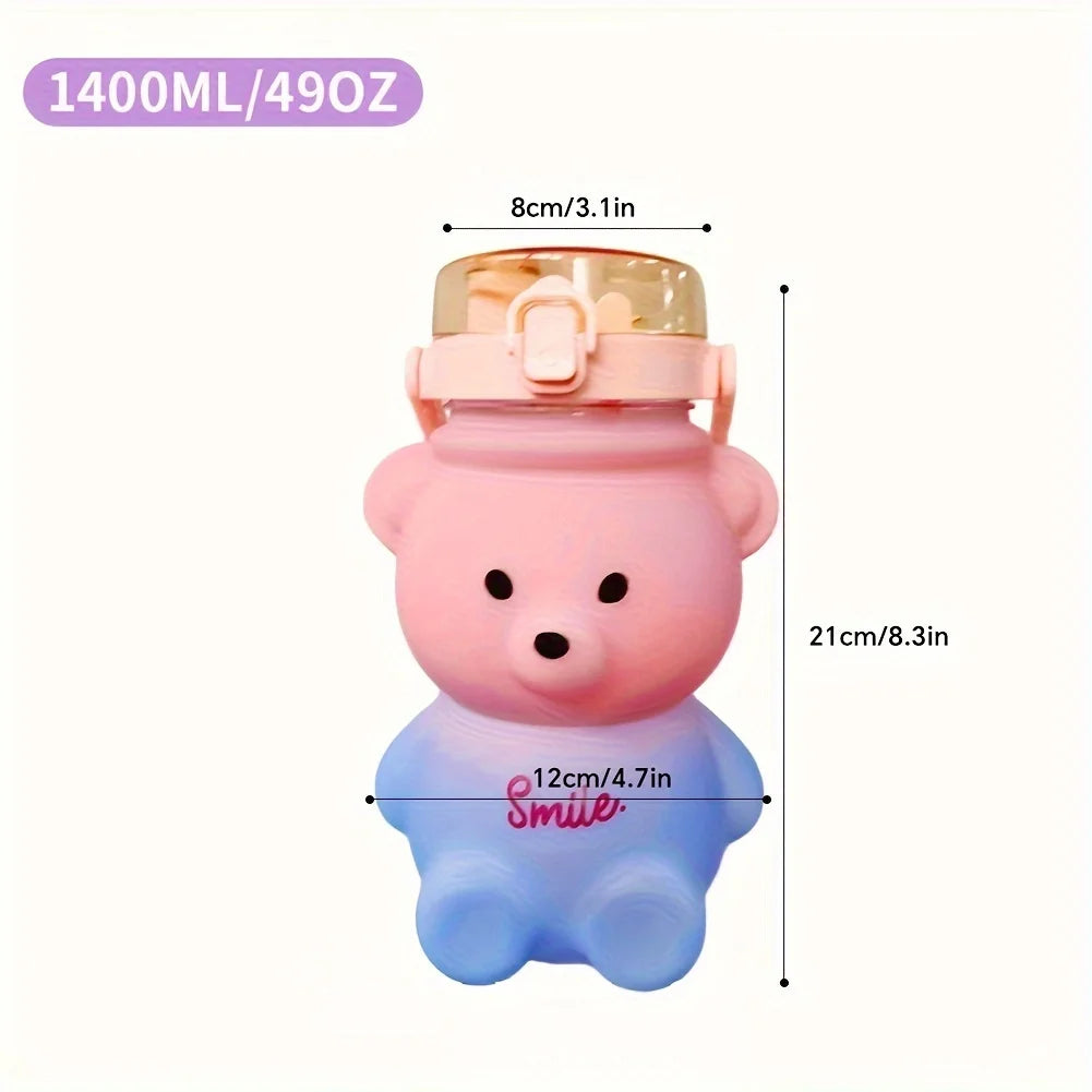 Cute Bear Water Bottle BPA-Free with Straw - Kids