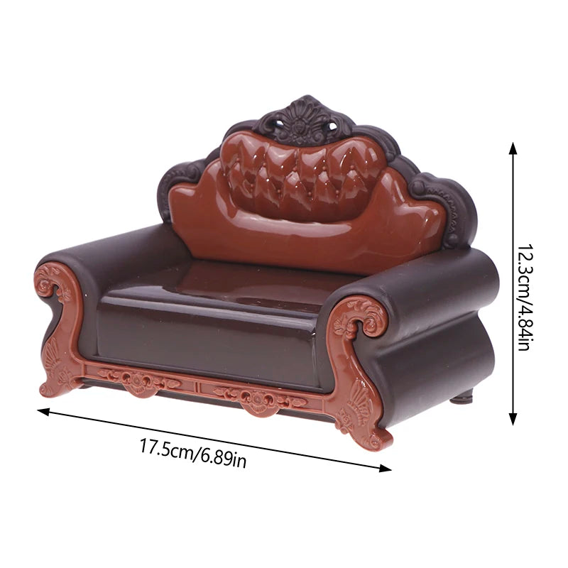 Mini Dollhouse Furniture Sofa with Pillow Set Simulation 1:12 Miniature Living Room Kids Pretend Play DIY Doll House Decor annizon.com