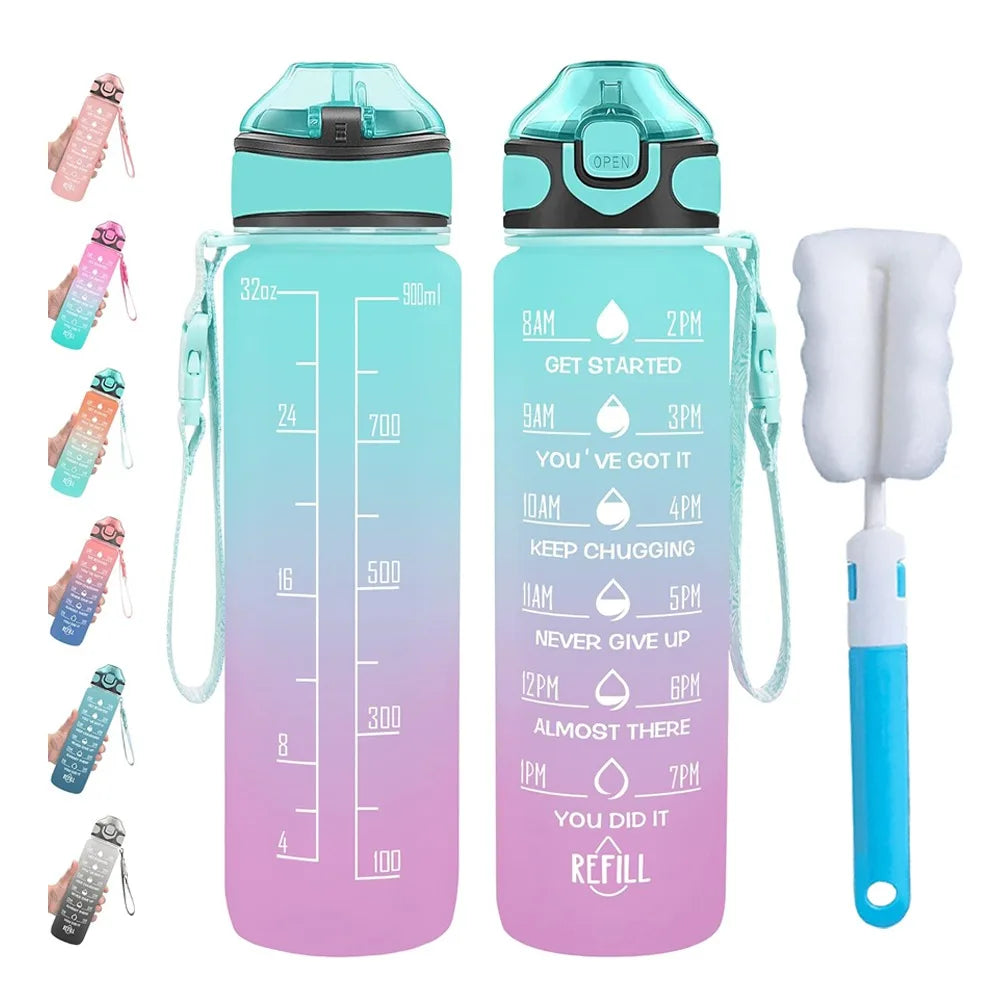 32 oz Water Bottle with Time Markers - Leakproof