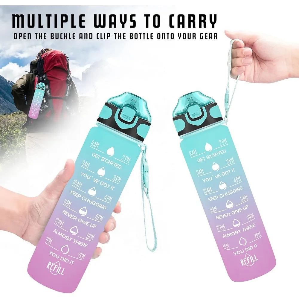32 oz Water Bottle with Time Markers - Leakproof