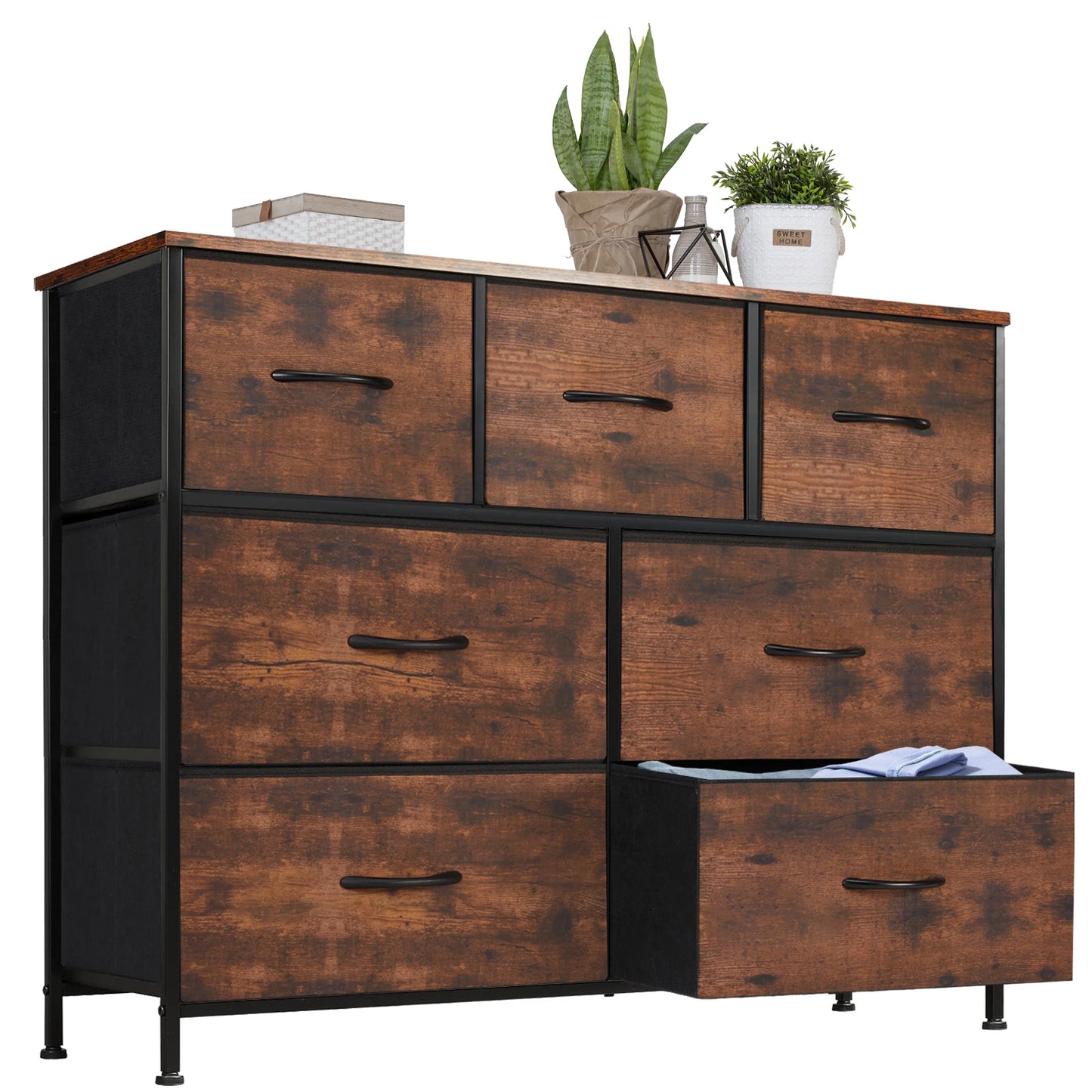 JHK Desser For Bedroom With 7 Fabric Drawers Organizer Storage Closet Chest Clothes For Living Room Display Cabinet Of Furniture annizon.com