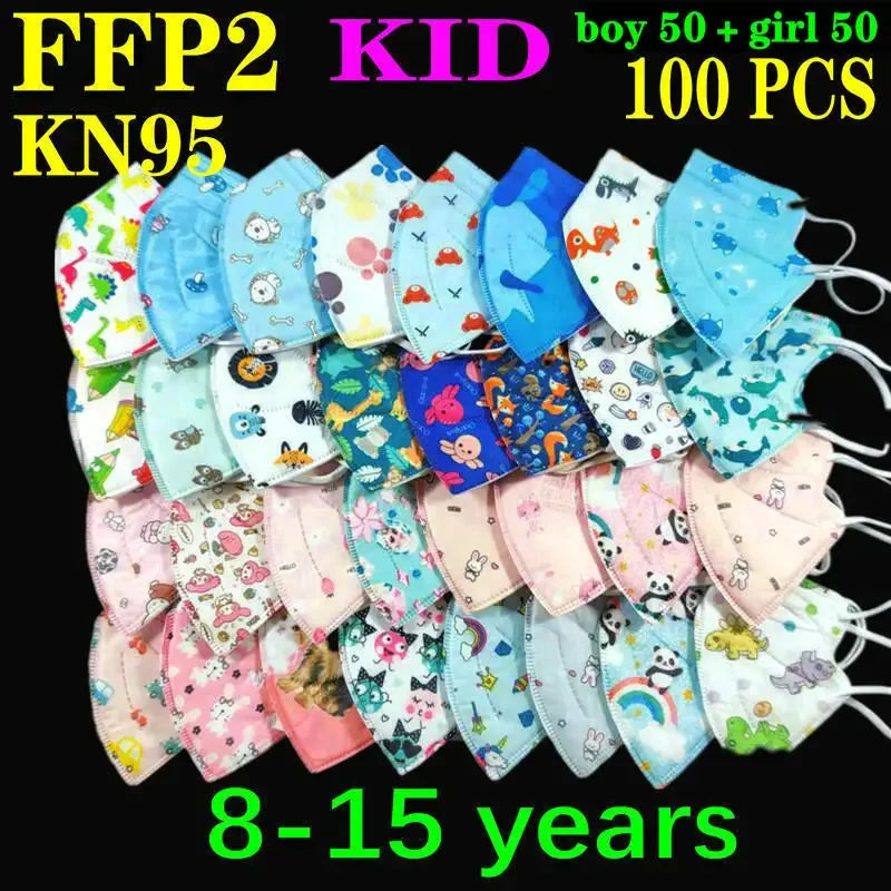 KN95 Kid Mask 3-8 8-15 Years Old  5 Layers Cartoons FFP2 Masque Boys Girls Children Mascarillas CE Face Mask FPP2 Protective