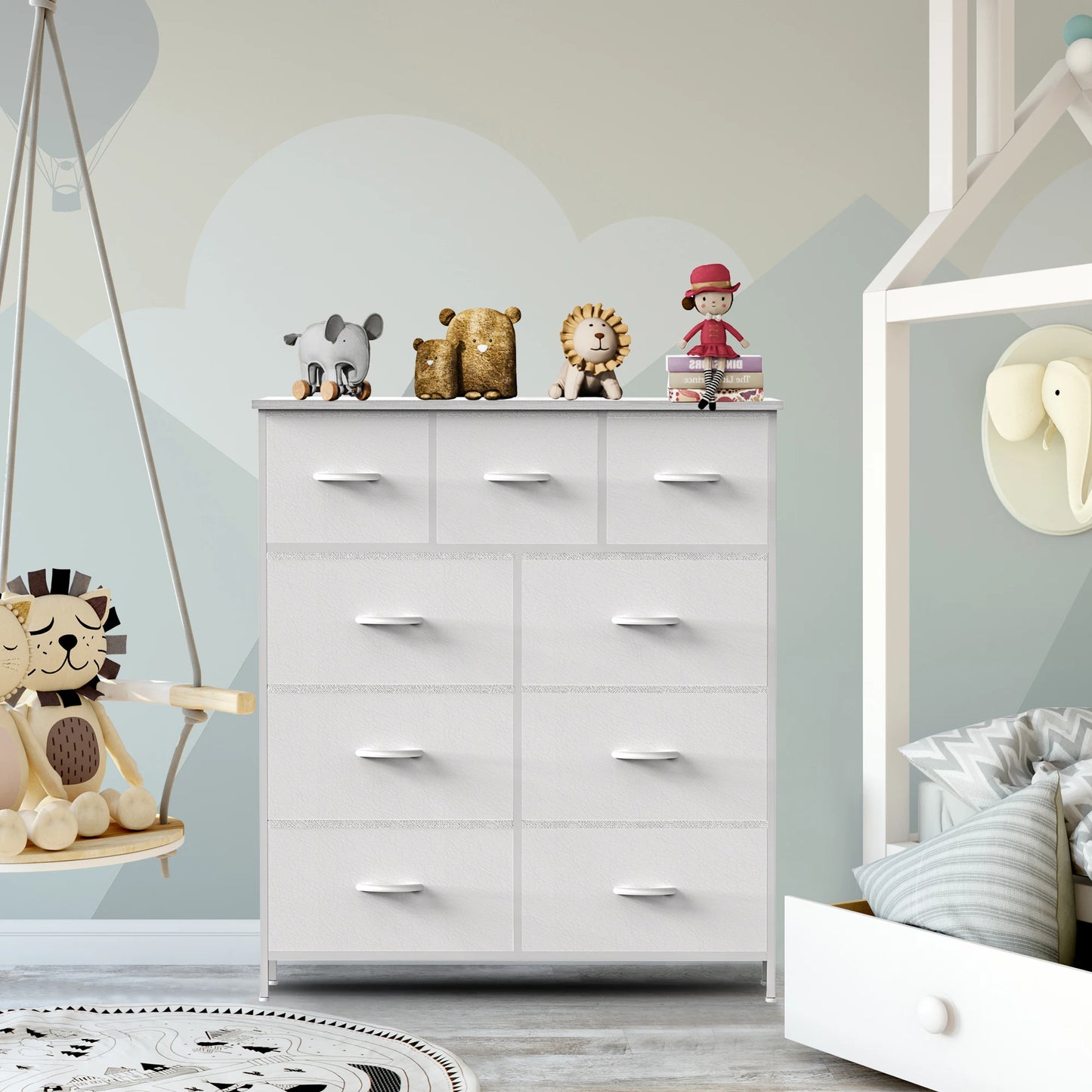 JHK Dresser For Bedroom With 9 Fabric Storage Drawer Wardrobe Tall Chest Organizer Closet Adult Kids Clothes Cabinet Furniture annizon.com