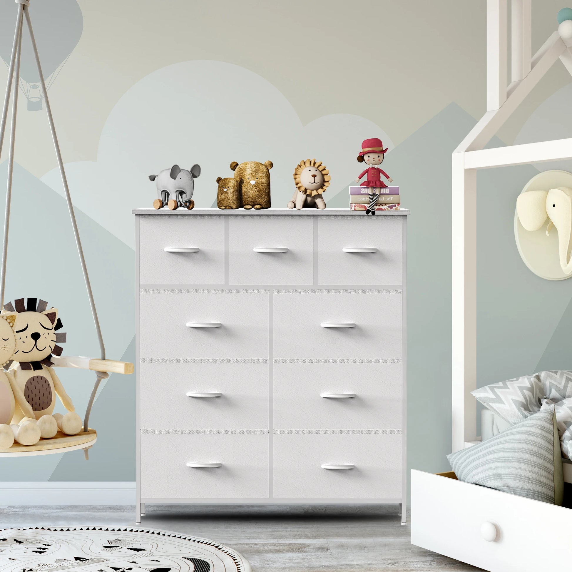 JHK Dresser For Bedroom With 9 Fabric Storage Drawer Wardrobe Tall Chest Organizer Closet Adult Kids Clothes Cabinet Furniture annizon.com