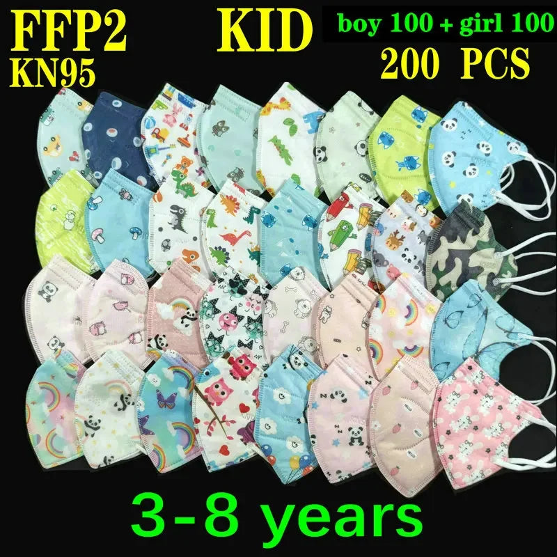 KN95 Kid Mask 3-8 8-15 Years Old  5 Layers Cartoons FFP2 Masque Boys Girls Children Mascarillas CE Face Mask FPP2 Protective