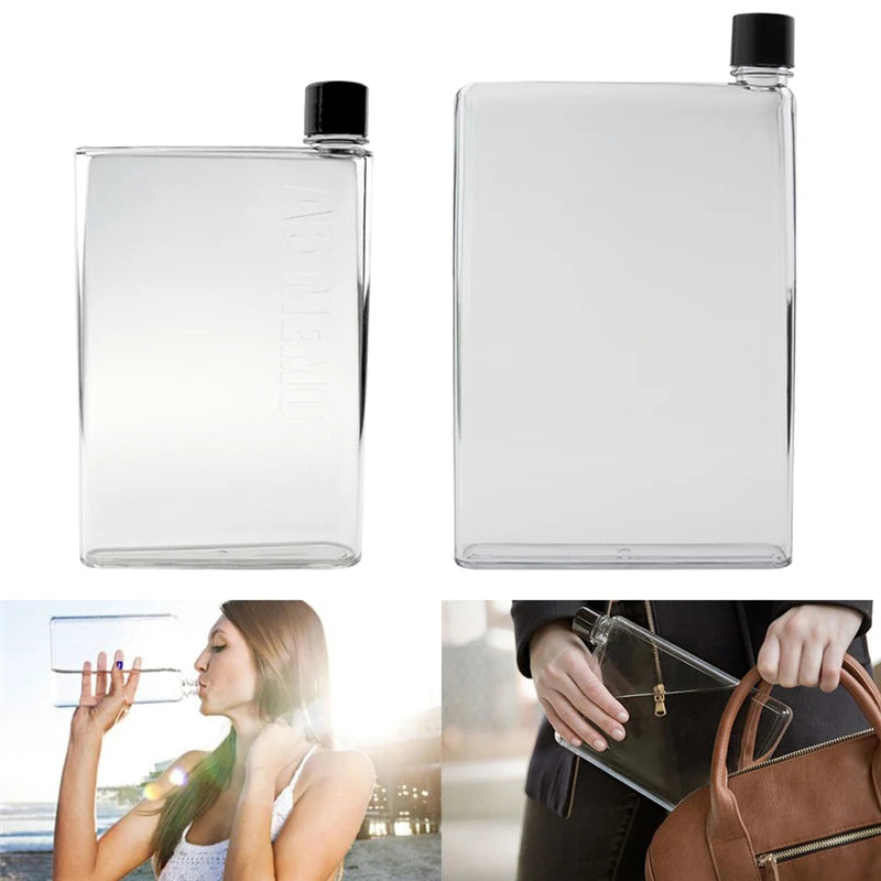 750ml Water Bottle Sports Drinking Flat Crystal Waterbottle Transparent Drinkware Plastic Kettle Portable Cup Jarra De Agua