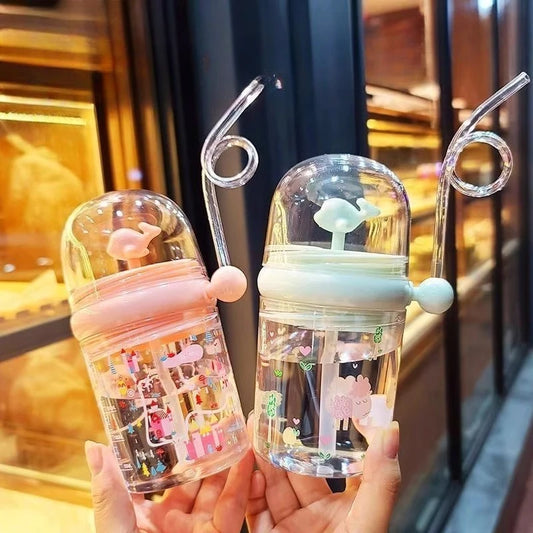 Water Bottles Children Whale Squirting Cup Dolphin Goldfish Prevent Falling Bottle Drinkware Kitchen Dining Bar Home