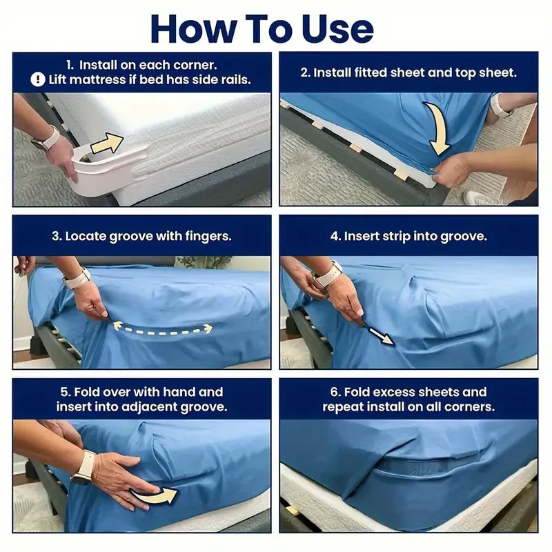 4 Heavy Duty Sheet Holders, Non-Slip Mattress Straps for All Sheet Sizes, Easy Install & Secure Fit, Modern Bedding annizon.com