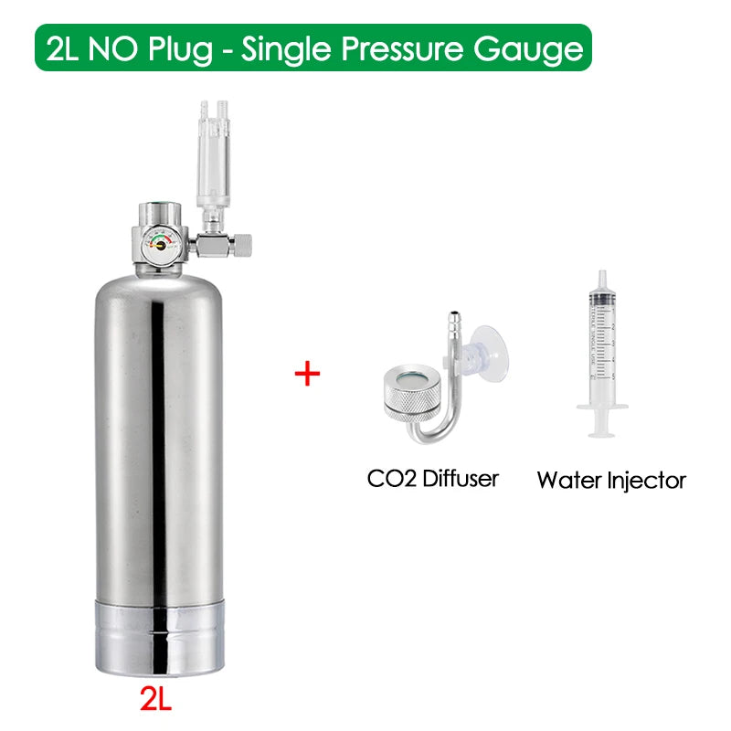 2L Aquarium DIY CO2 Generator System Kit Stainless Steel CO2 Cylinder Generator System Carbon Dioxide Reactor Kit for Plant Fish