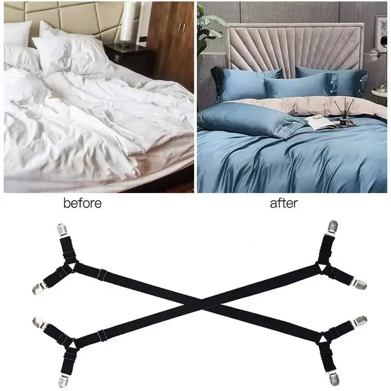 Universal Bed Sheet Fixed Holder High Elastic Adjustable Crisscross Fastener Straps Kits Non-Slip Sofa Cover Clips annizon.com