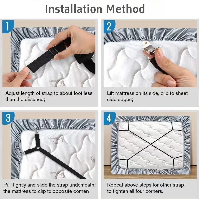 Universal Bed Sheet Fixed Holder High Elastic Adjustable Crisscross Fastener Straps Kits Non-Slip Sofa Cover Clips annizon.com