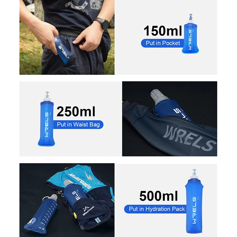 WRELS Folding Water Bottle 500ml TPU BPA-Free