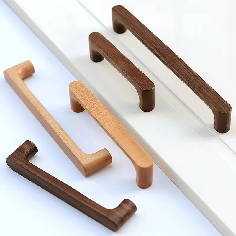 Nordic Wood Cabinet Handle Solid Wooden Kitchen Door Handle Dresser Wardrobe Knobs Cupboard Drawer Pull Furniture Handles annizon.com