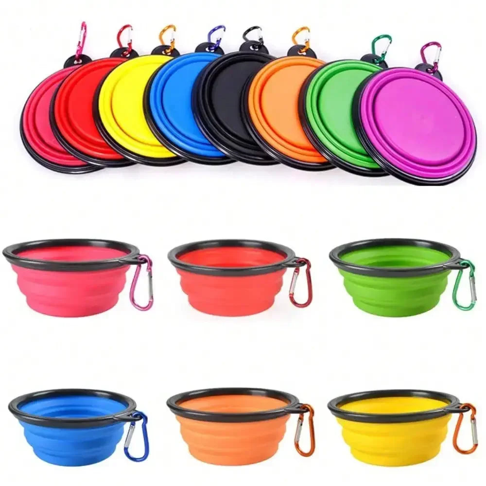2026 Folding Portable Silicone Dog Feeder Bowl 2 In 1 Pet Dispenser Outdoor Travel Dog Cat With Carabiner Bottle Food Water Container annizon.com