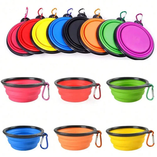2026 Folding Portable Silicone Dog Feeder Bowl 2 In 1 Pet Dispenser Outdoor Travel Dog Cat With Carabiner Bottle Food Water Container annizon.com