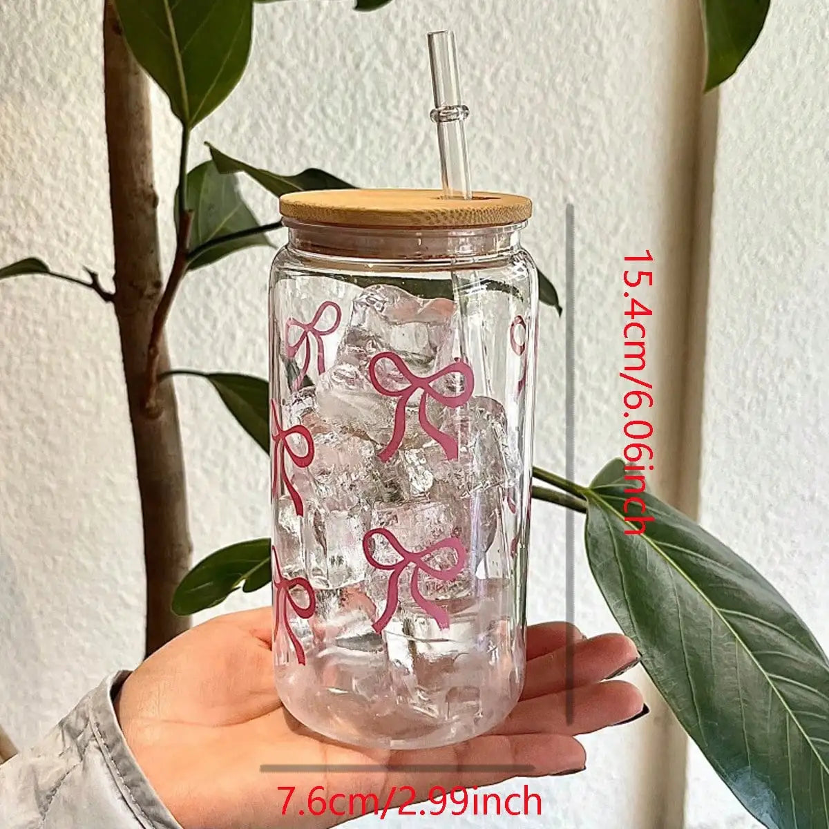 Bow Tie Print Water Bottle - Transparent Plastic With Lid