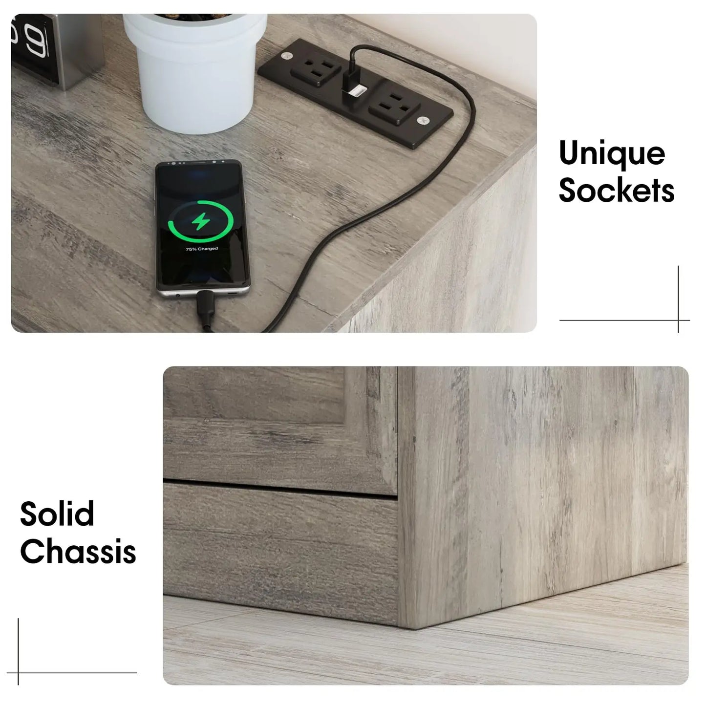 Vabches 6 Drawer Dresser for Bedroom Wood Chest of Drawers with Power Strip Tall Dresser Organizer with Metal Handle for Hallway annizon.com