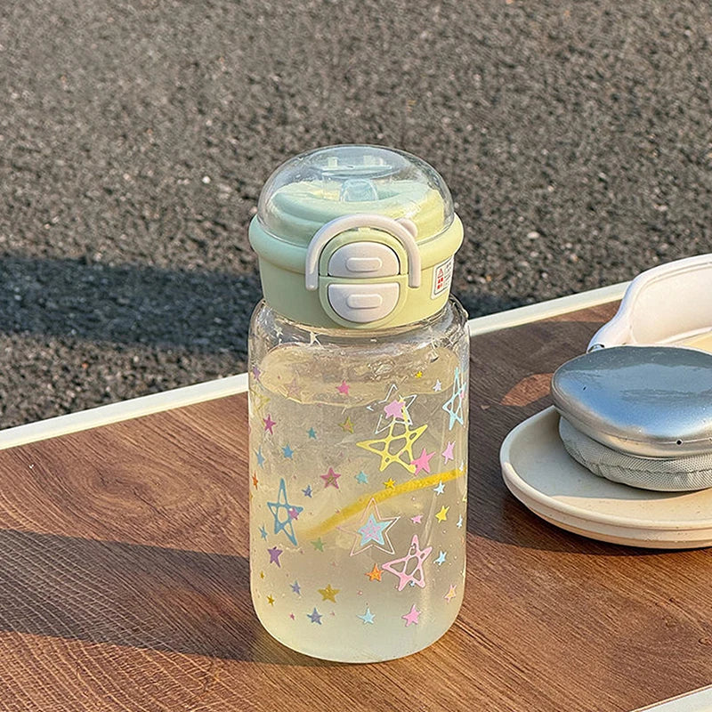 WHPHous Water Bottle 500ml Leak-Proof Straw PC