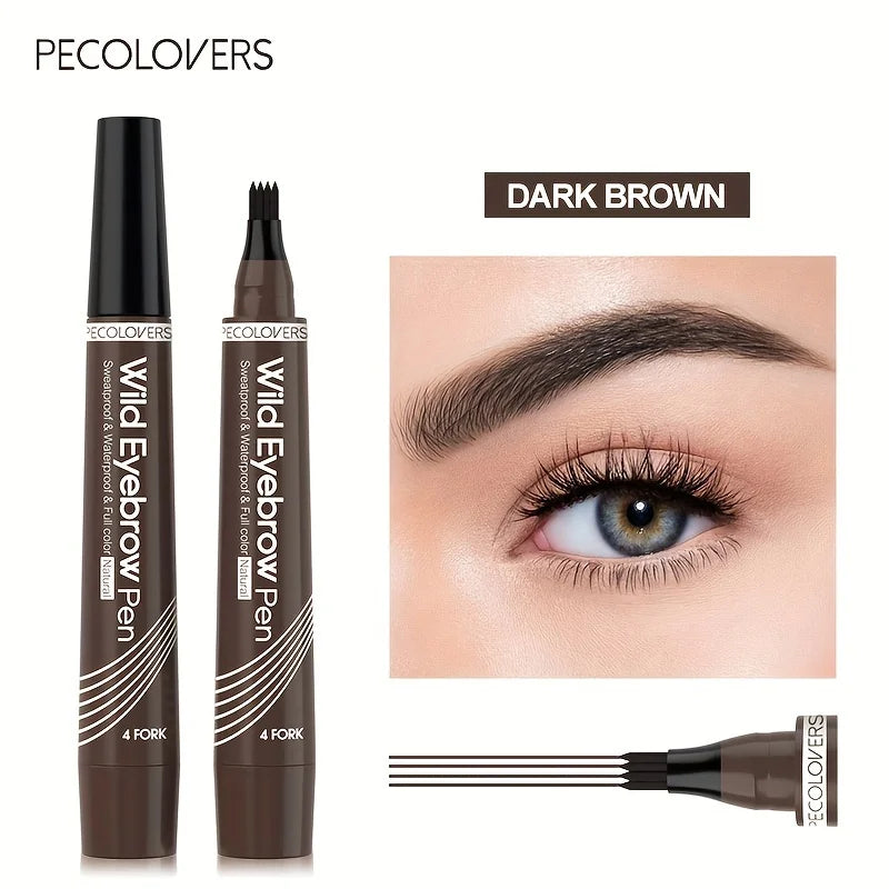 6 Colors 1pc Eyebrow Pen Waterproof 4 Split Tip Eyebrows Pen Eyebrow Tattoo Pen Waterproof Liquid Black Eyebrow Makeup Pencil annizon.com
