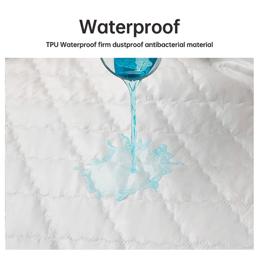 Waterproof Throw Mattress Cover Bed Fitted Sheet Mattress Protector Single/Double/140/160 Muti Size  Gray/White annizon.com