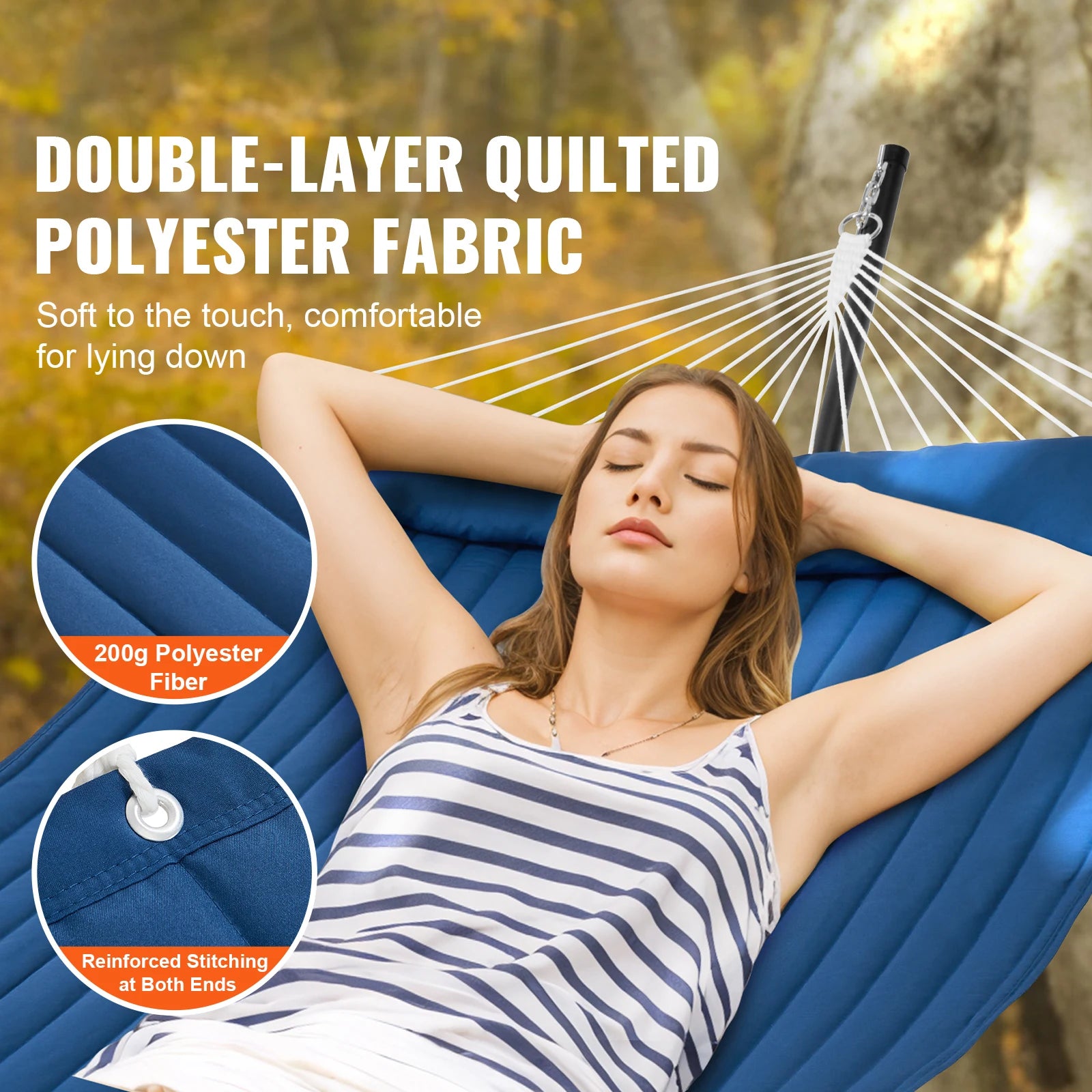 SucceBuy Two Person Hammock with Stand Included Double Hammock with Curved Spreader Bar and Detachable Pillow and Portable Bag annizon.com