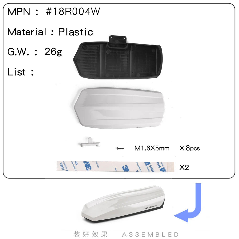 RCDream 1/18 Scale Roof Rack Roof Box for 1/18 1/24 1/12 RC Crawler Truck TRX4M Bronco AX24 #18R004 annizon.com