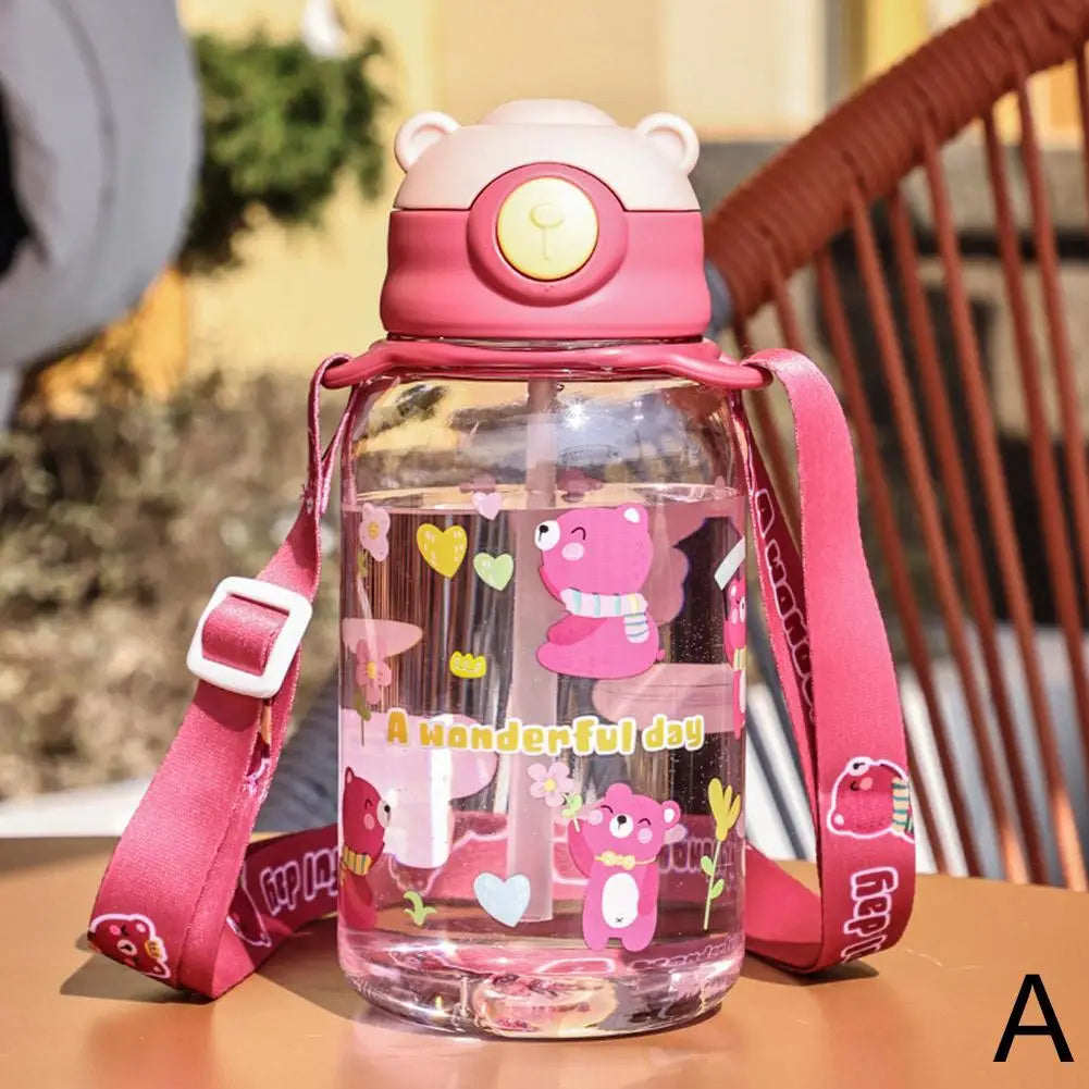 Cute Kids Water Bottle with Straw Free BPA Leakproof Outdoor Portable Children's Cups School Water Bottle for Children