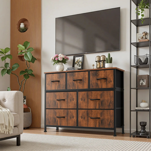 JHK Desser For Bedroom With 7 Fabric Drawers Organizer Storage Closet Chest Clothes For Living Room Display Cabinet Of Furniture annizon.com