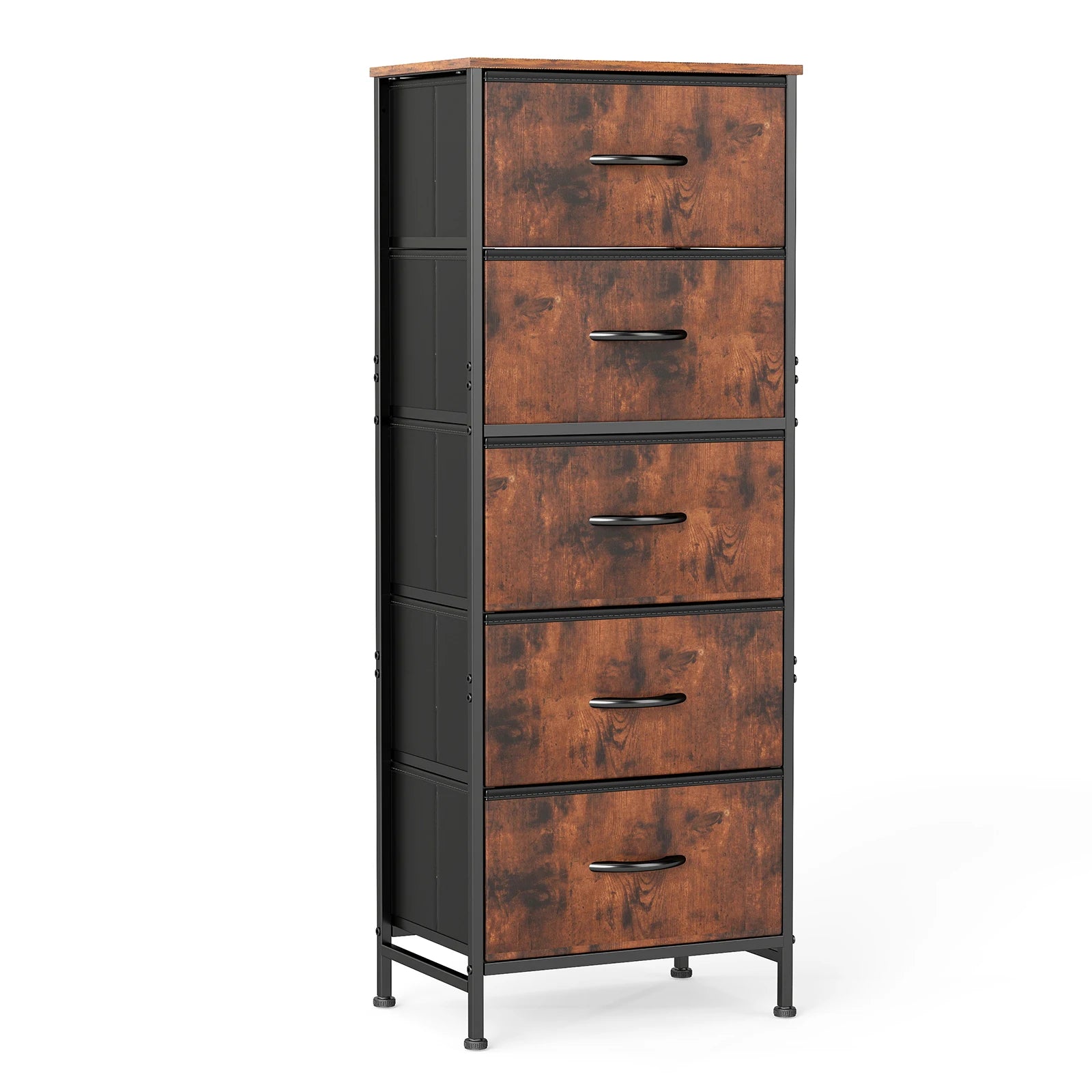JHK 48IN Dresser For Bedroom With 5 Fabric Drawers Nightstand Wardrobe Steel Frame Closet For Clothes Storage Cabinet Furniture annizon.com