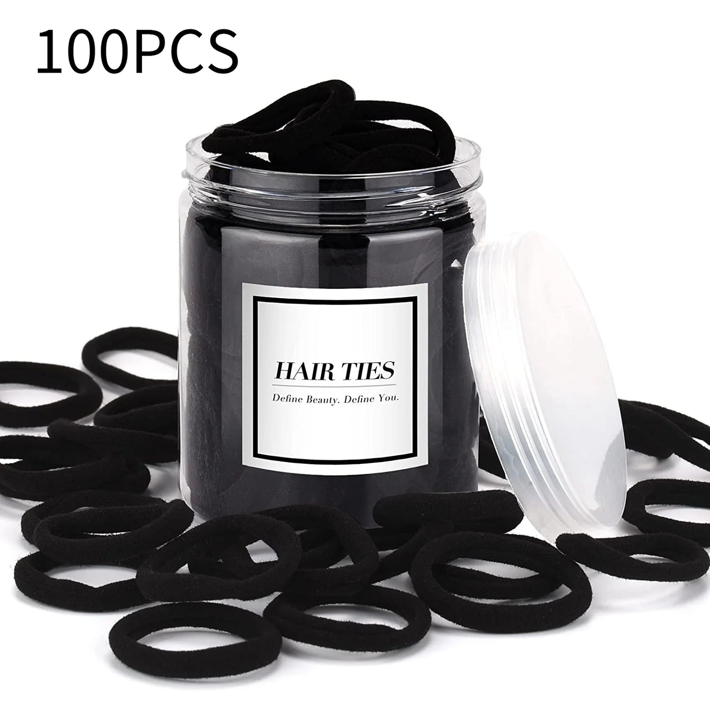 50/100 pieces - Canned high elasticity black headband, suitable for ponytails, hairstyles (various colors), casual, women's headwear, women's hair accessories ponytail holder, hair elastic band, hair bundle, gym sportswear, g annizon.com