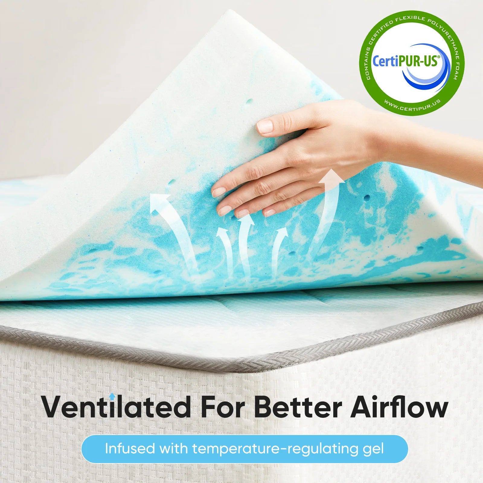 JHK 2 Inch Gel Memory Foam Mattress Topper Full Size Cooling Mattress Soft and Breathable Bed Topper School Bedroom Furniture annizon.com