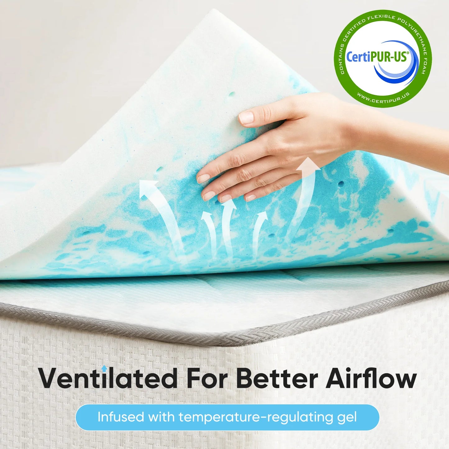 JHK 2 Inch Gel Memory Foam Mattress Topper Full Size Cooling Mattress Soft and Breathable Bed Topper School Bedroom Furniture annizon.com