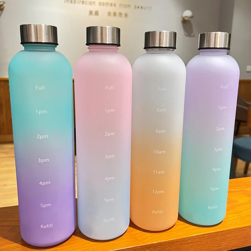 1L Water Bottle with Time Marker - BPA Free Leakproof