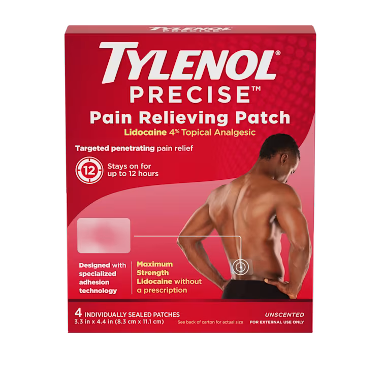 Tylenol Precise Pain Relieving Patches, Large Topical Analgesic Patches + 4% Lidocaine 4ct Pasteur Pharmacy