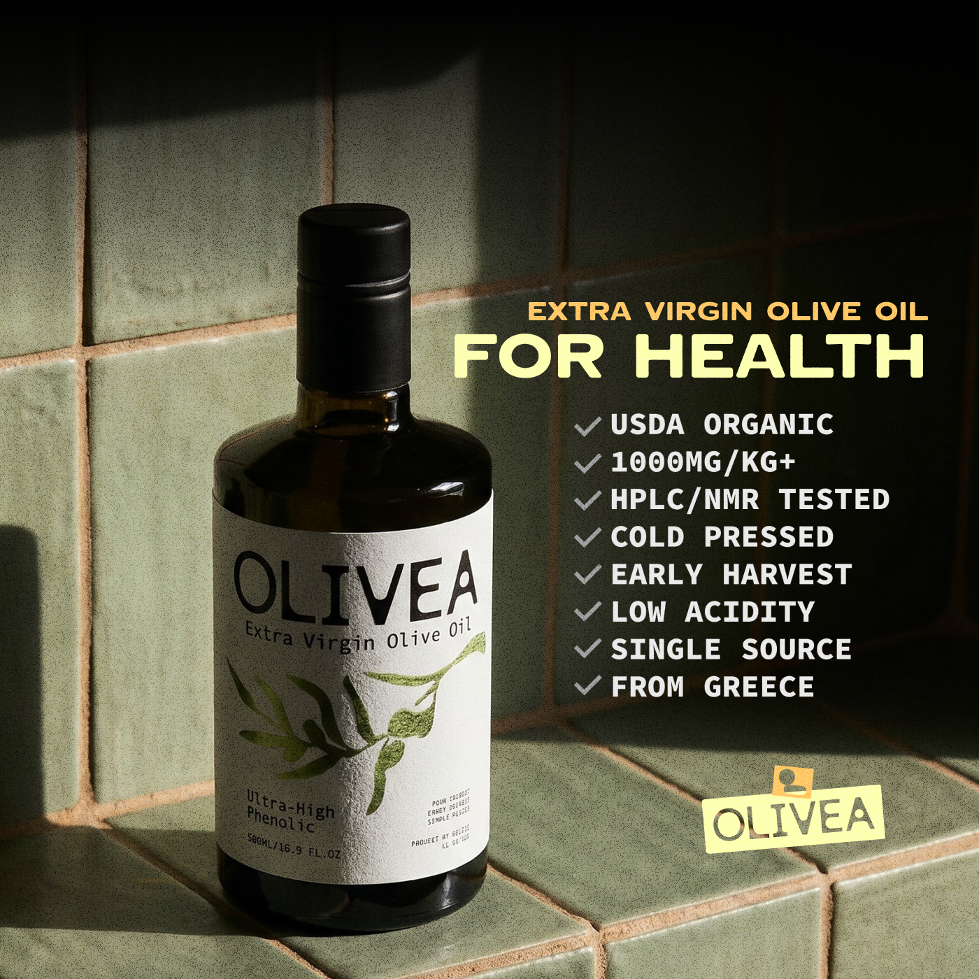 Ultra High Phenolic Extra Virgin Olive Oil — 1,000+ mg/kg Polyphenols Olivea
